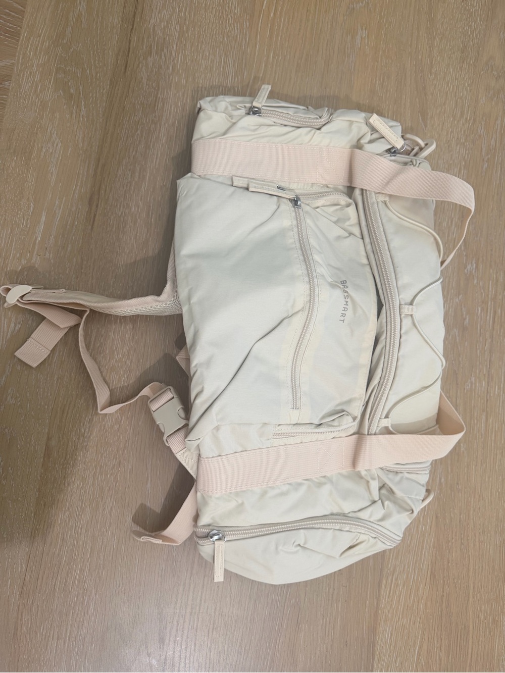Convertible Women's Travel Duffel & Backpack in Light Beige - Picture 6 of 10